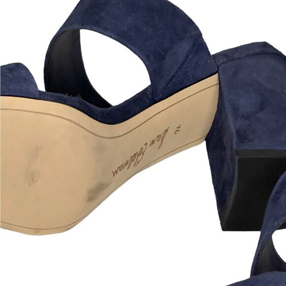 NWOT Sam Edelman Delaney Navy Swead Sandals. Size 7.5 - Picture 4 of 9